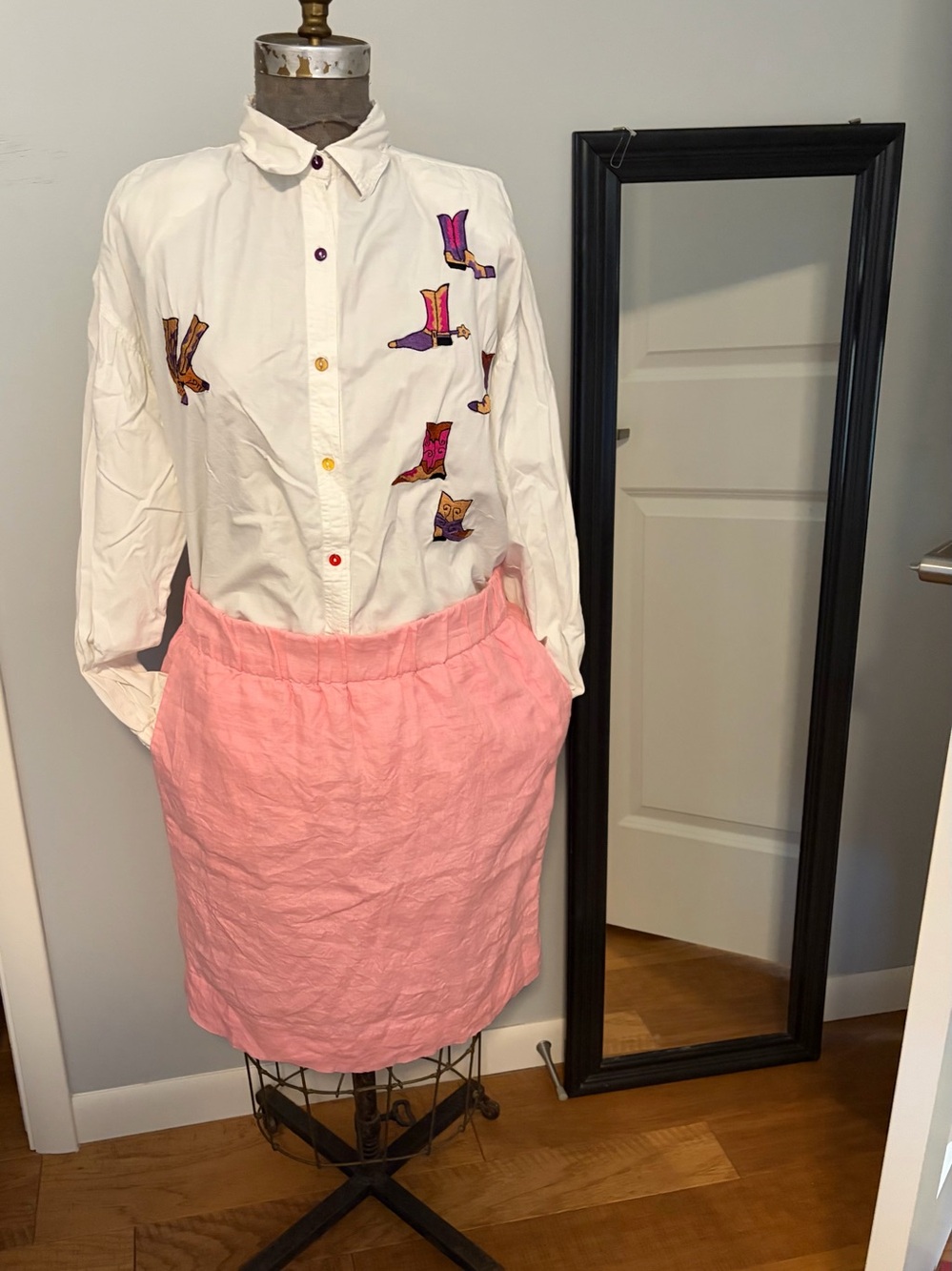 J.Crew Classic Pink Linen A-Line Skirt